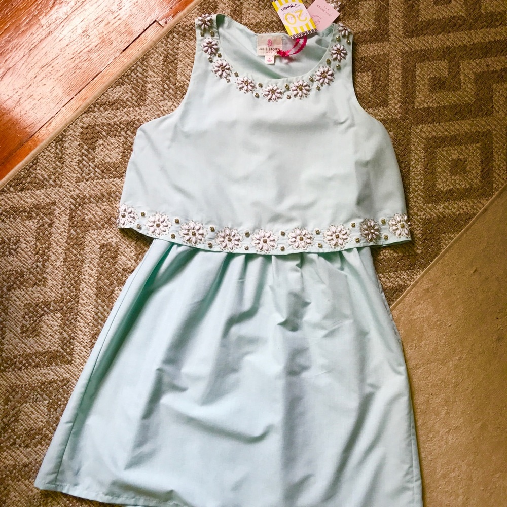 NWT Julie Brown mint green beaded Sabine dress 2 4